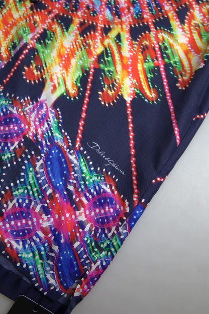 Chemise Homme Dolce & Gabbana En Soie Imprimé Luminarie Multicolore