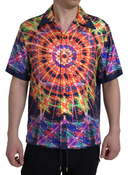 Chemise Homme Dolce & Gabbana En Soie Imprimé Luminarie Multicolore