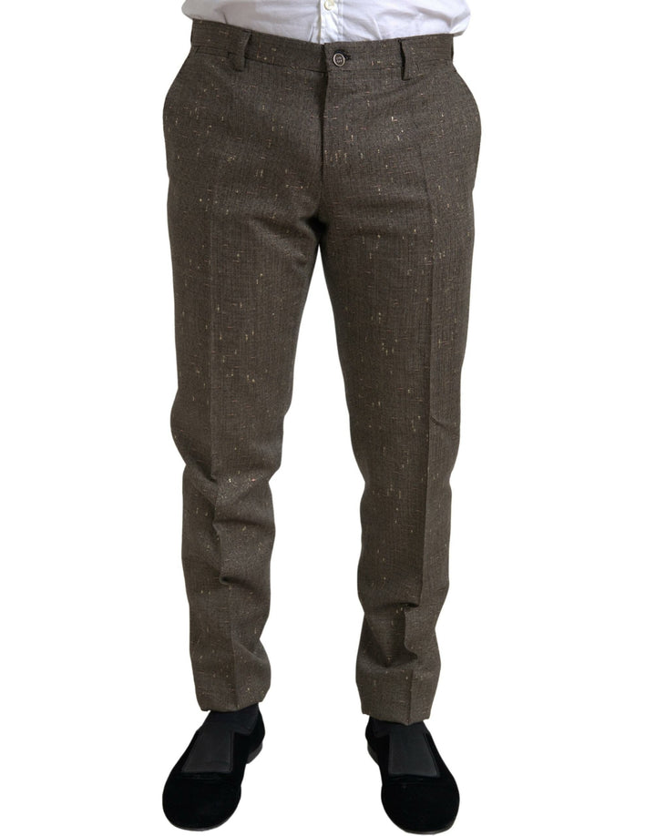Pantalon skinny en laine marron Dolce & Gabbana pour homme