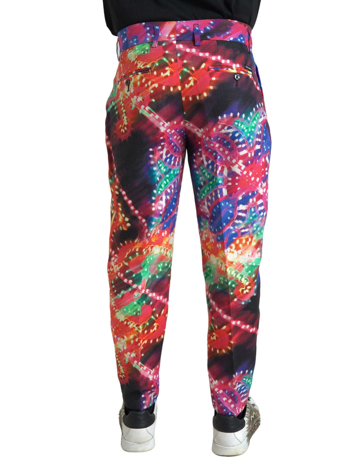 Pantalon Homme en Lin Imprimé Multicolore Dolce & Gabbana