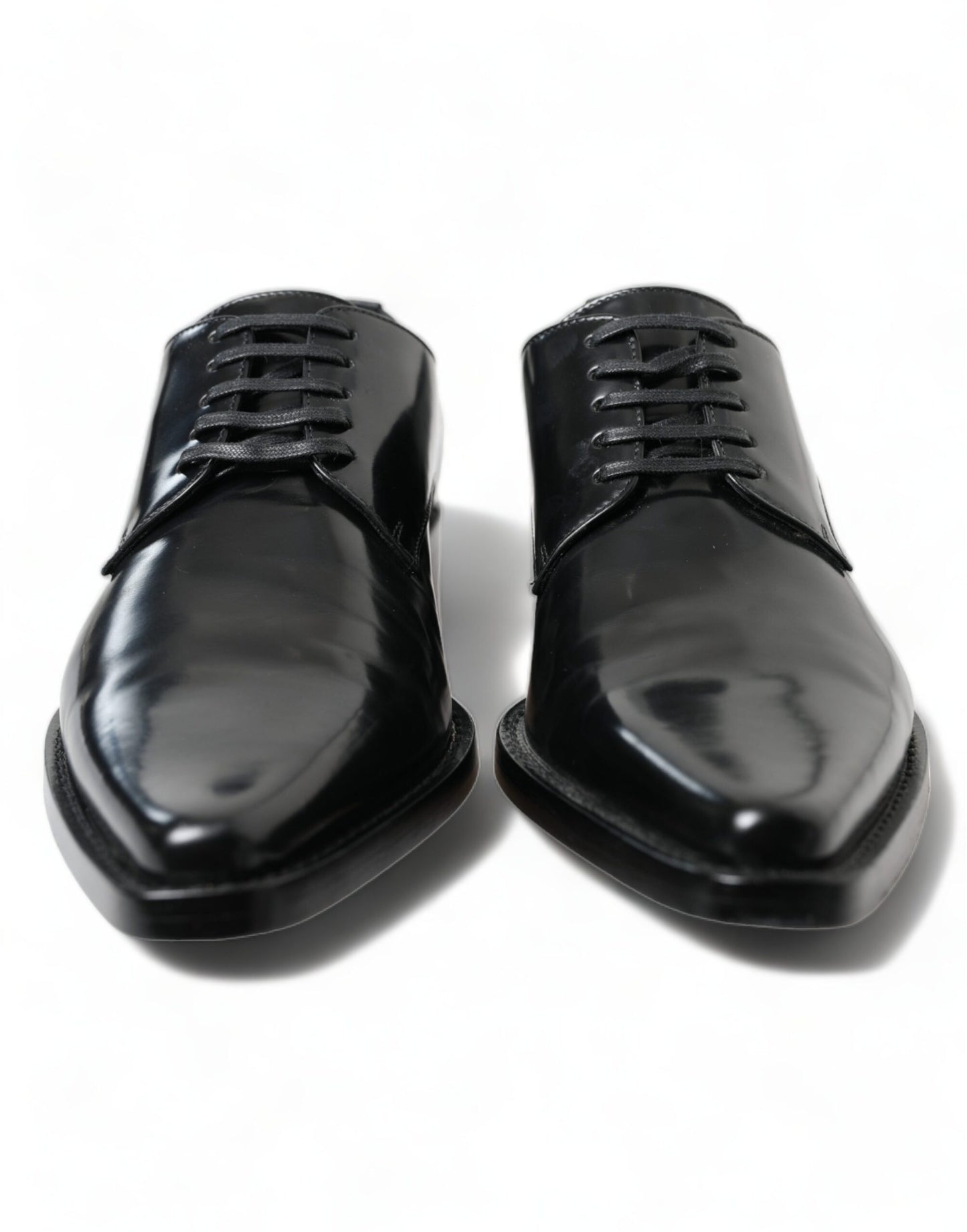 Zapatos planos formales con cordones de cuero negro Dolce & Gabbana