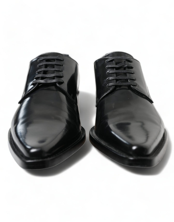 Chaussures plates formelles à lacets en cuir noir Dolce & Gabbana