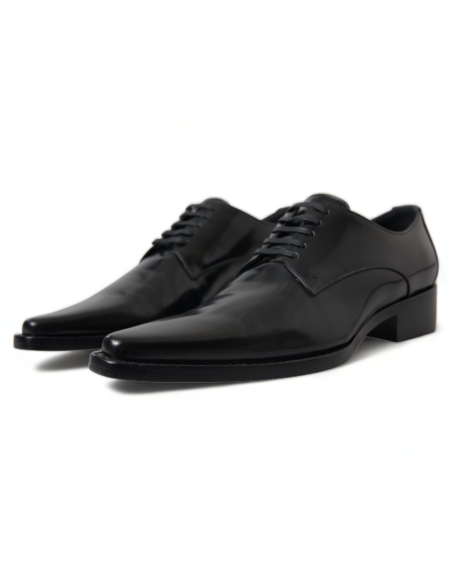 Zapatos planos formales con cordones de cuero negro Dolce & Gabbana