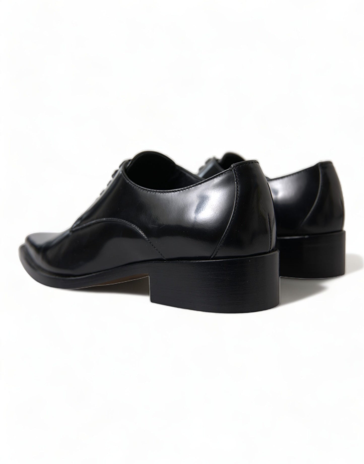 Zapatos planos formales con cordones de cuero negro Dolce & Gabbana