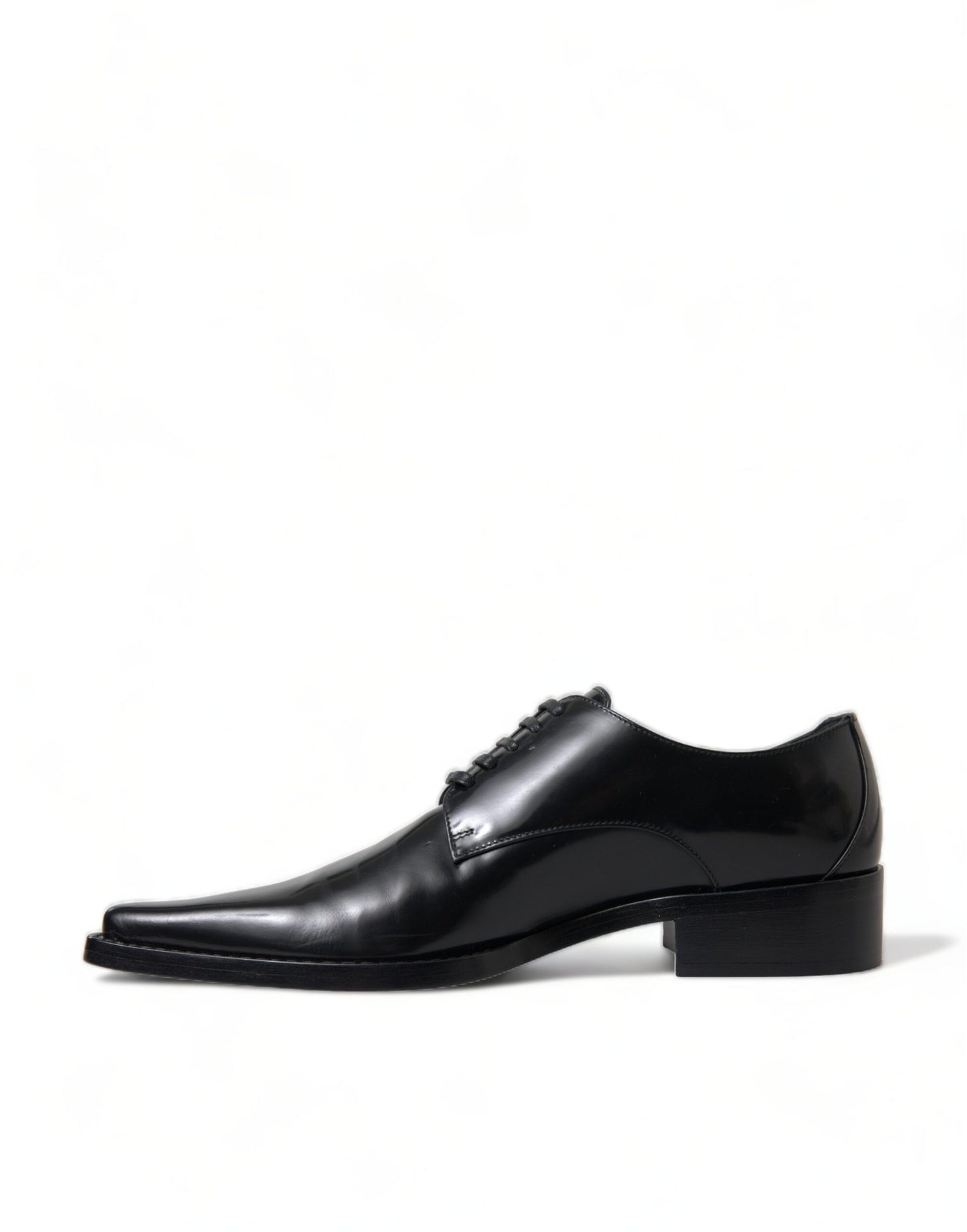 Zapatos planos formales con cordones de cuero negro Dolce & Gabbana