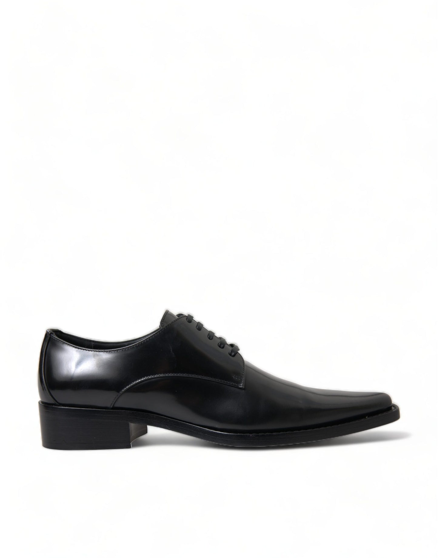 Zapatos planos formales con cordones de cuero negro Dolce & Gabbana