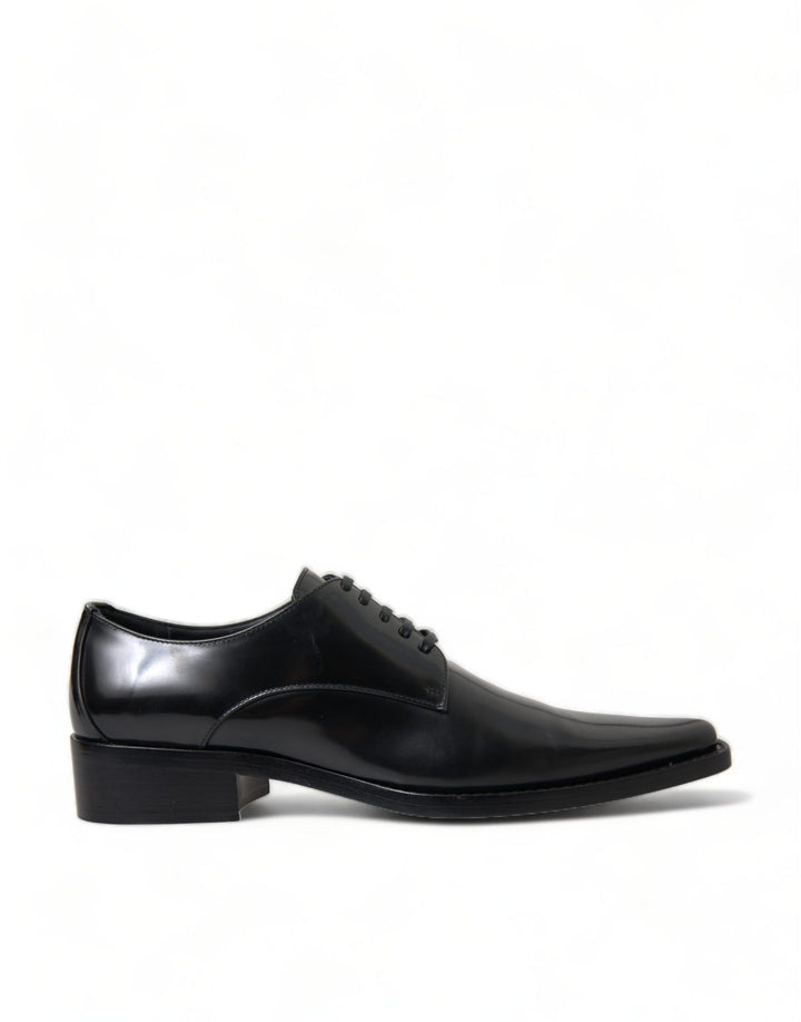 Chaussures plates formelles à lacets en cuir noir Dolce & Gabbana