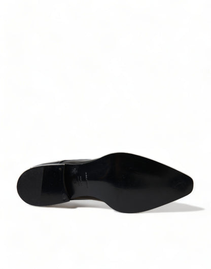 Zapatos planos formales con cordones de cuero negro Dolce & Gabbana