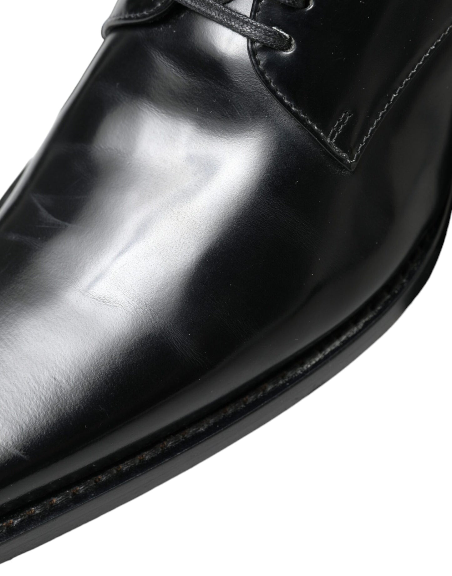 Zapatos planos formales con cordones de cuero negro Dolce & Gabbana