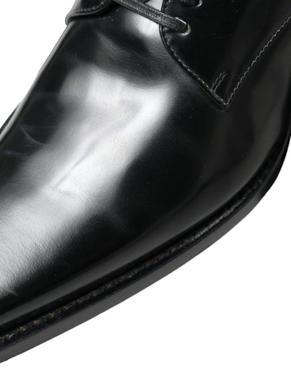 Zapatos planos formales con cordones de cuero negro Dolce & Gabbana