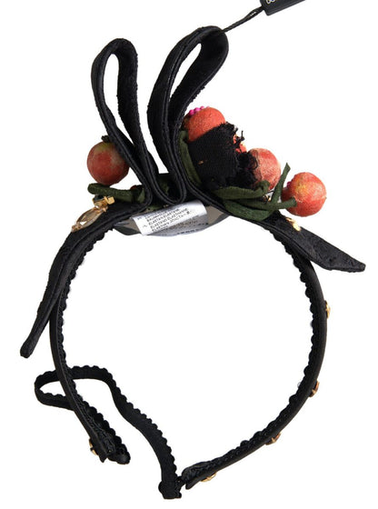 Serre-tête diadème Dolce & Gabbana noir avec fruits multicolores et cristaux