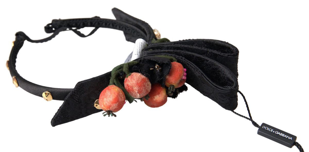 Serre-tête diadème Dolce & Gabbana noir avec fruits multicolores et cristaux