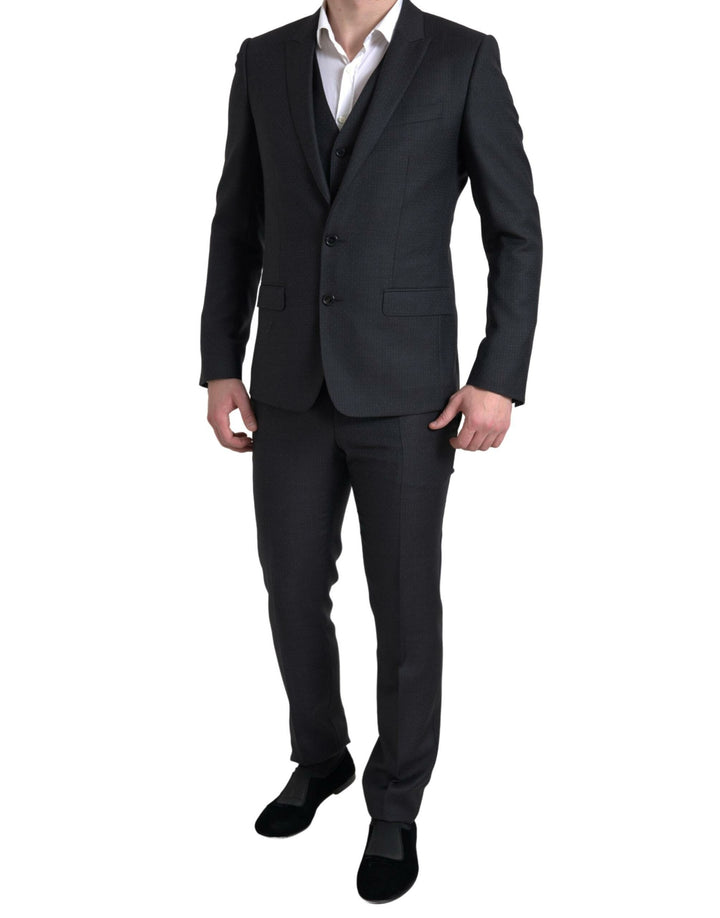 Traje MARTINI de 3 piezas negro de botonadura sencilla de Dolce & Gabbana