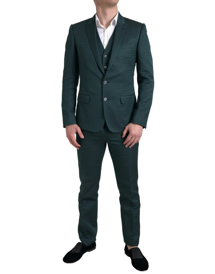 Traje Martini de 3 piezas verde de botonadura sencilla de Dolce & Gabbana