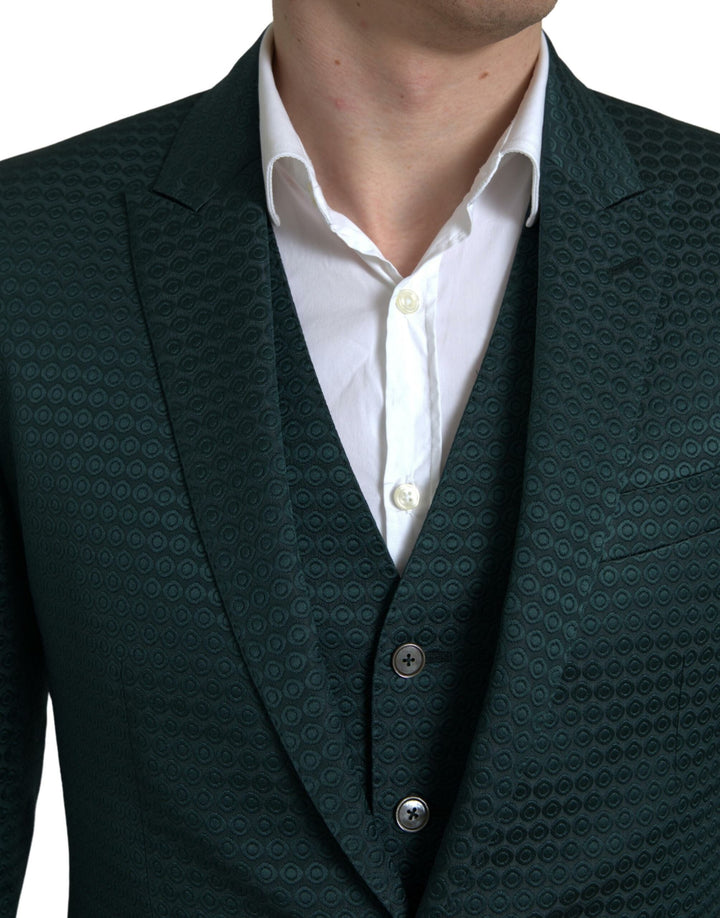 Traje Martini de 3 piezas verde de botonadura sencilla de Dolce & Gabbana