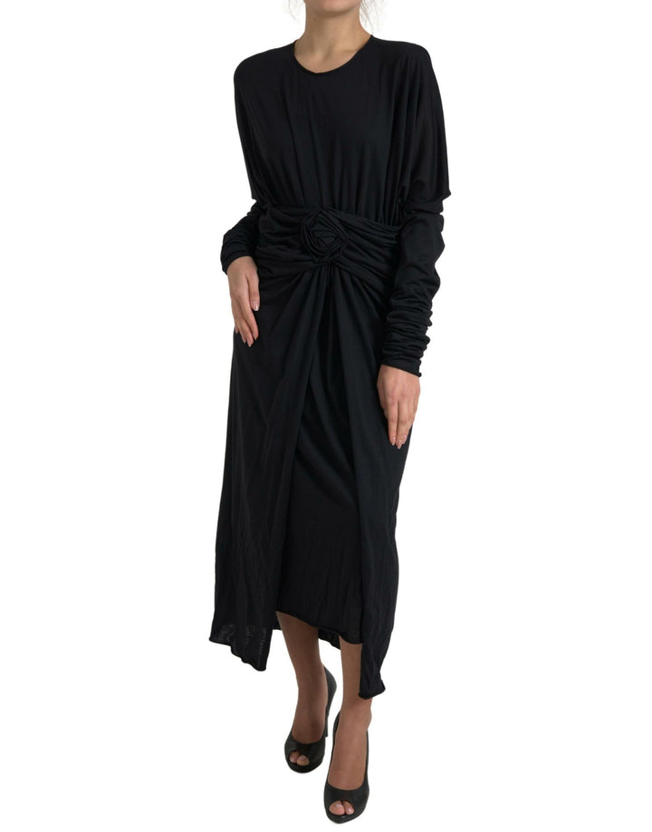 Vestido midi tipo túnica de lana negra de Dolce & Gabbana