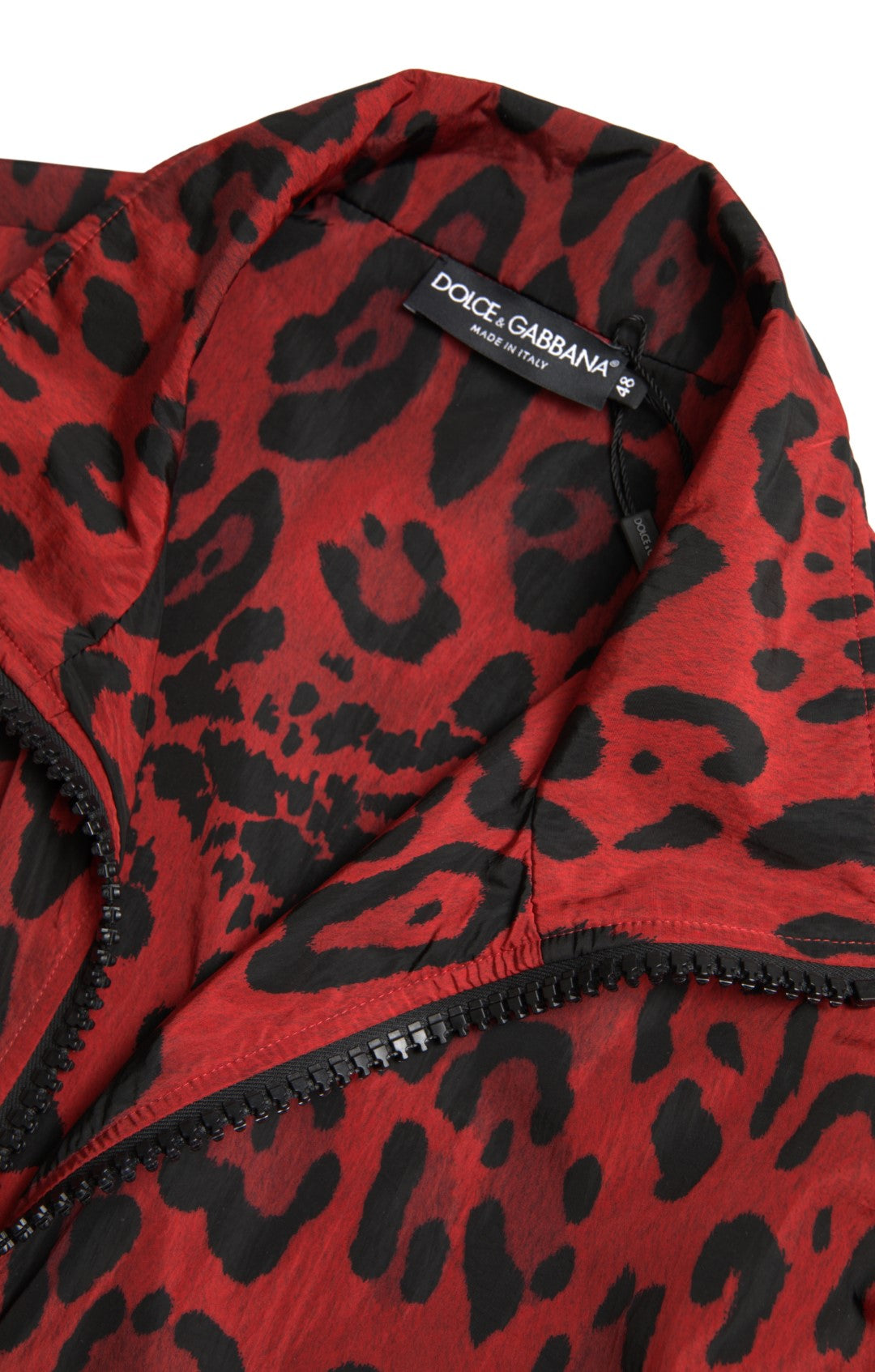 Pull zippé intégral Dolce & Gabbana en nylon rouge léopard