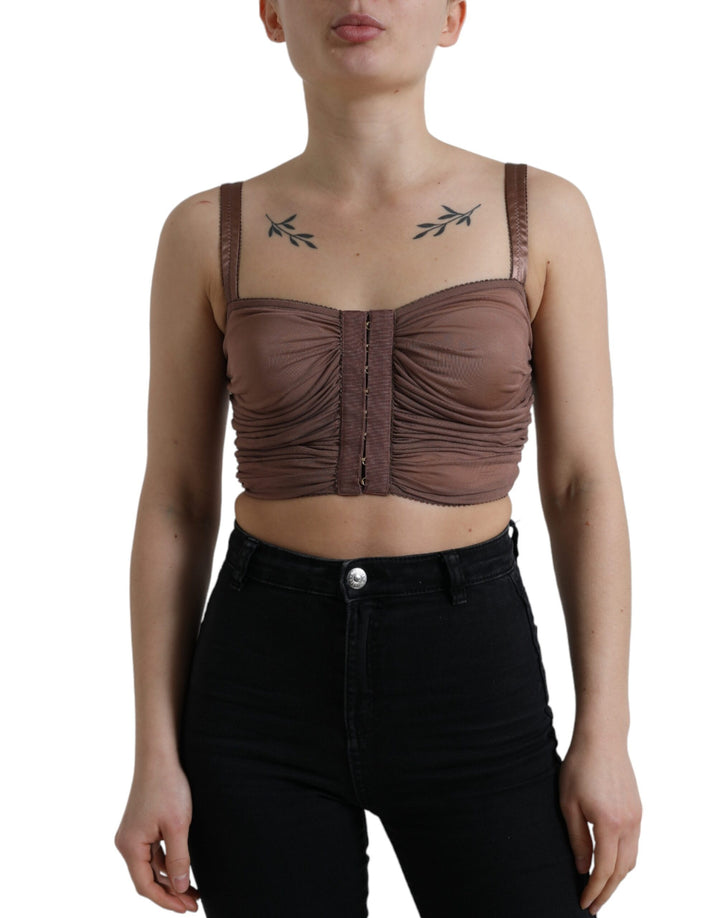 Haut court sans manches à bustier en viscose marron Dolce & Gabbana