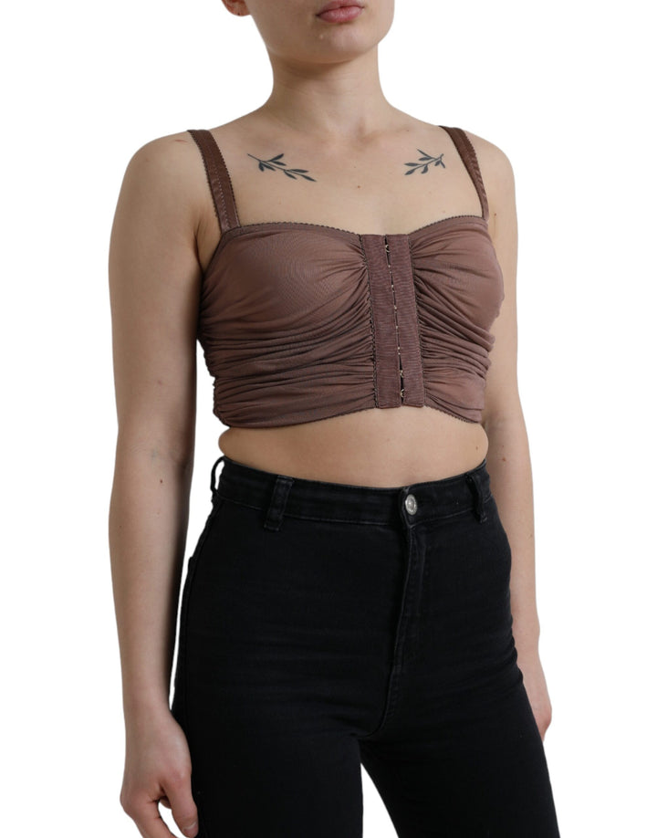 Haut court sans manches à bustier en viscose marron Dolce & Gabbana