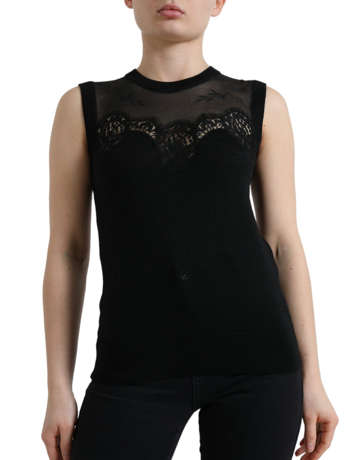 Débardeur Dolce & Gabbana en cachemire noir avec dentelle