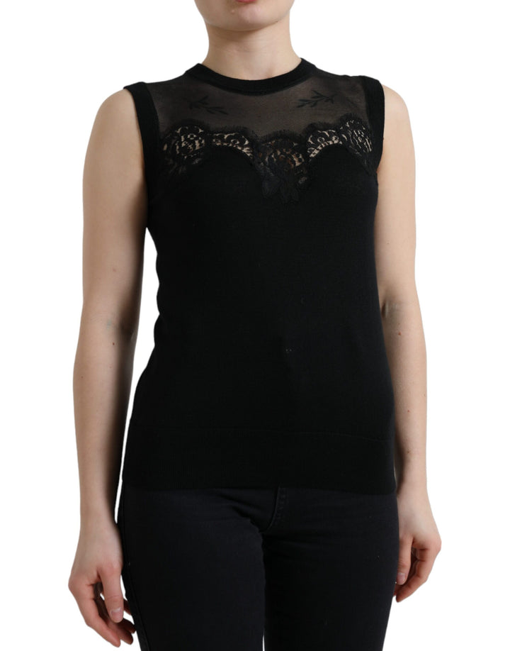 Débardeur Dolce & Gabbana en cachemire noir avec dentelle