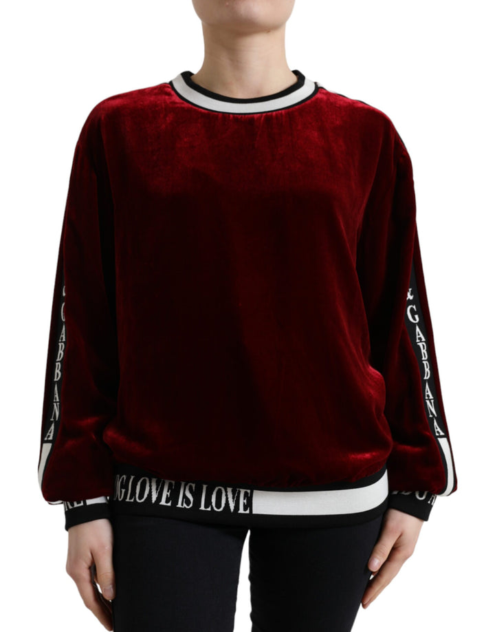 Pull Dolce & Gabbana en velours bordeaux à col rond