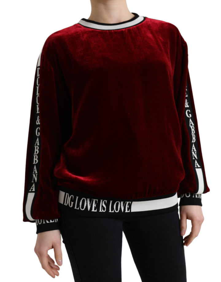 Pull Dolce & Gabbana en velours bordeaux à col rond