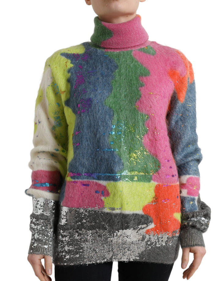 Suéter de cuello alto multicolor de mohair de Dolce & Gabbana