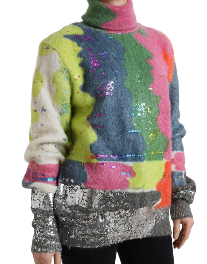 Suéter de cuello alto multicolor de mohair de Dolce & Gabbana
