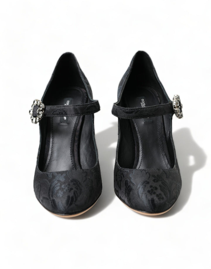 Chaussures à talons escarpins Mary Janes en brocart noir Dolce & Gabbana