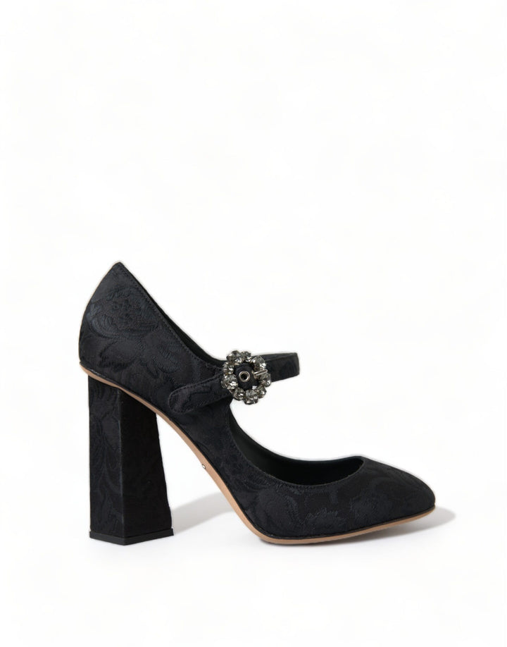 Chaussures à talons escarpins Mary Janes en brocart noir Dolce & Gabbana