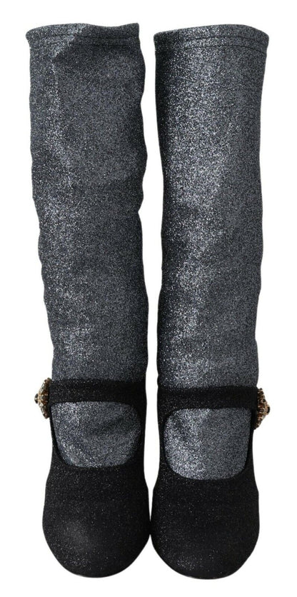 Zapatos botines Mary Janes de cristal negro Dolce & Gabbana