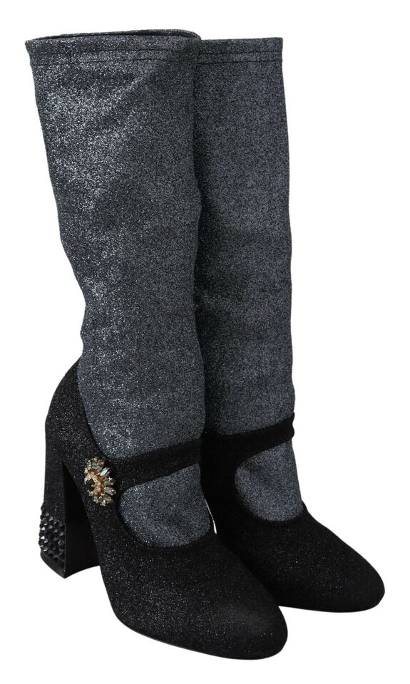 Zapatos botines Mary Janes de cristal negro Dolce & Gabbana
