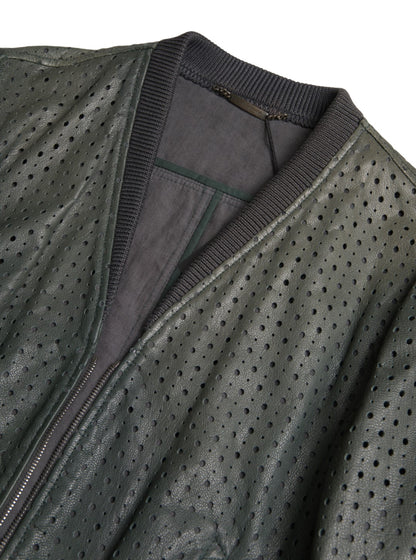 Blouson bombardier Dolce & Gabbana en cuir perforé vert