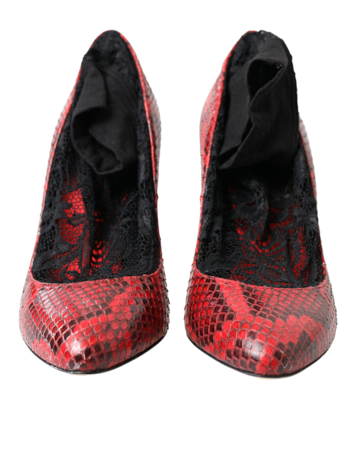 Chaussures à talons Dolce & Gabbana en cuir Ayers rouge avec chaussettes en dentelle