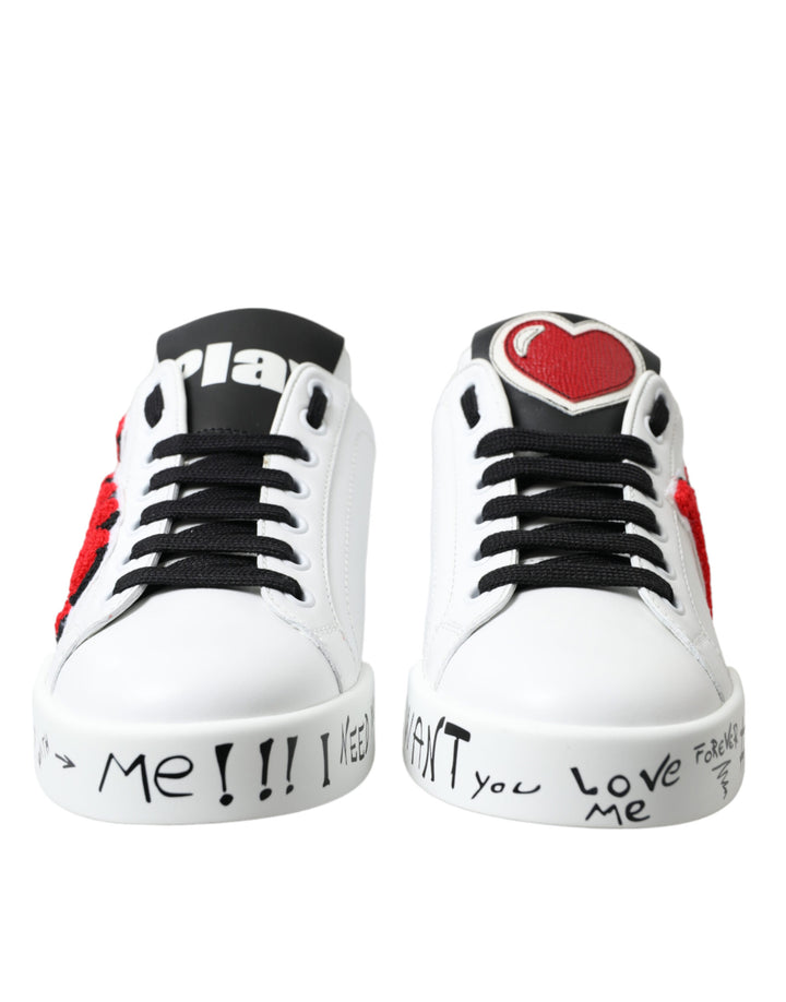 Zapatillas clásicas Portofino White Love Patch de Dolce & Gabbana
