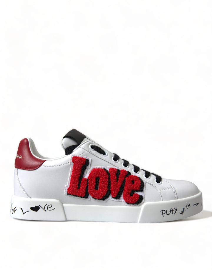Zapatillas clásicas Portofino White Love Patch de Dolce & Gabbana