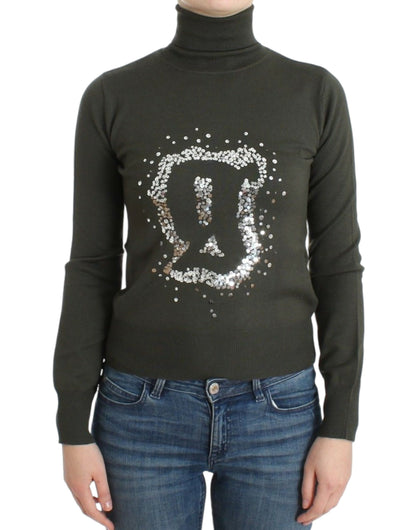 John Galliano Green wool turtleneck sweater