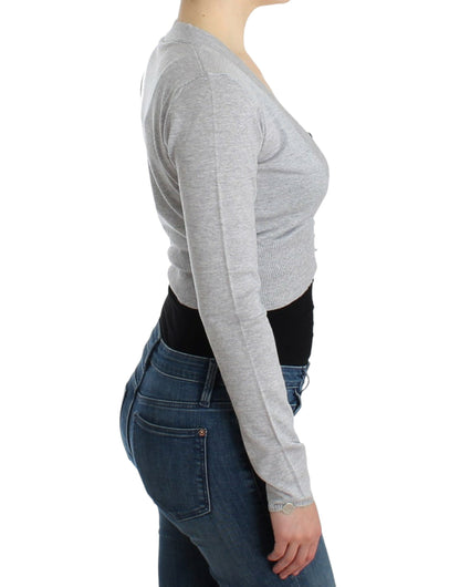 Cavalli Gray cropped wool cardigan