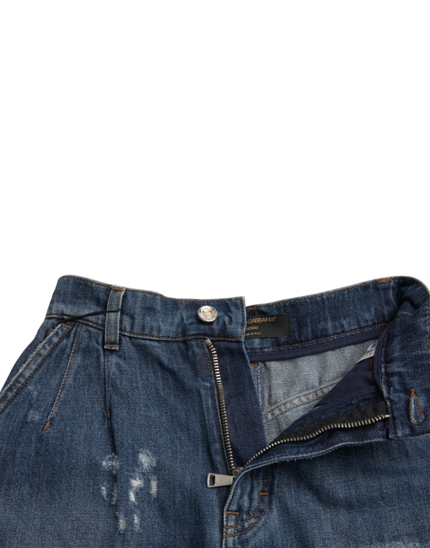 Dolce & Gabbana Shorts vaqueros de tiro alto de algodón azul