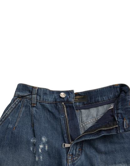 Dolce & Gabbana Shorts vaqueros de tiro alto de algodón azul