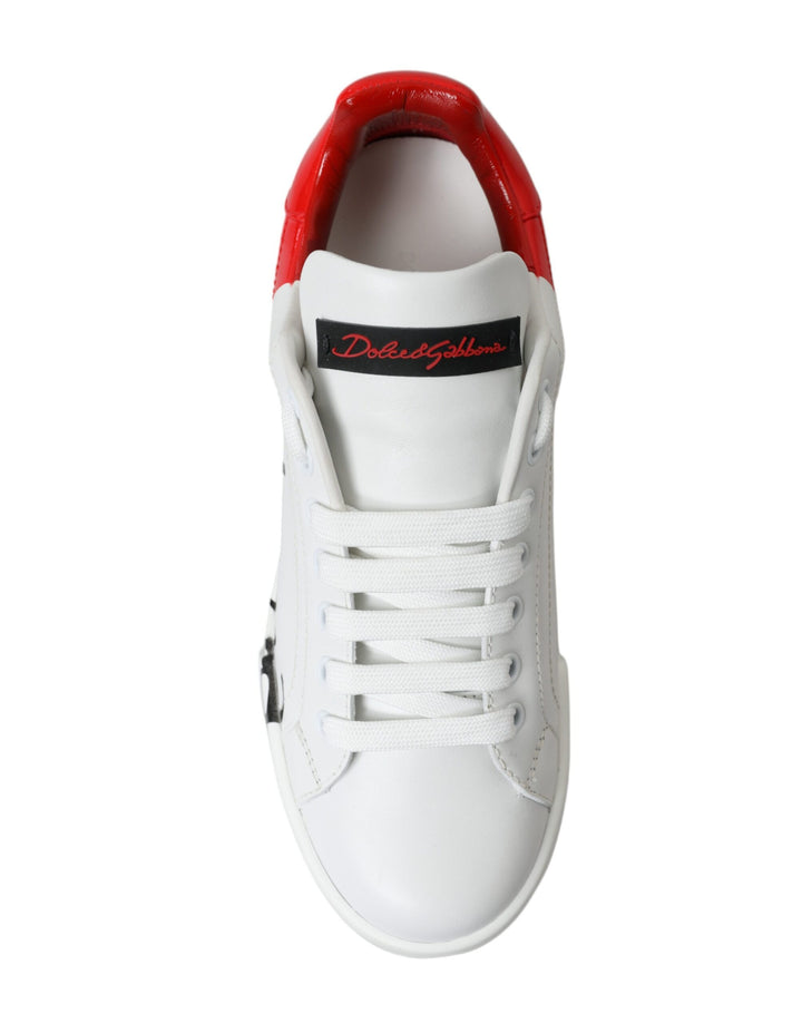 Zapatillas bajas de mujer con cordones Dolce & Gabbana blancas y rojas