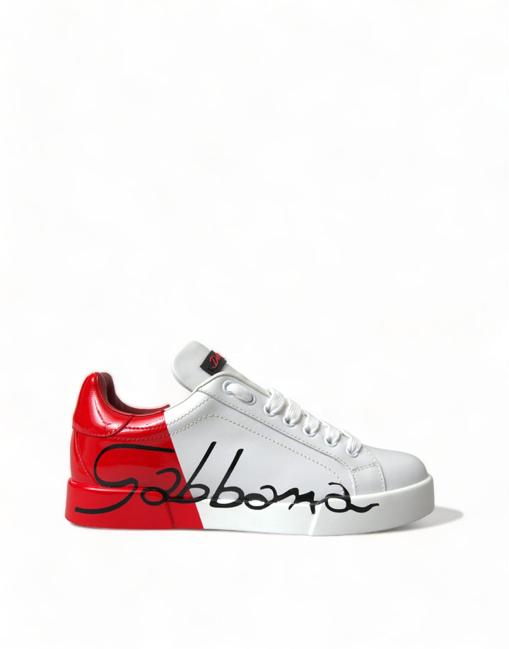 Zapatillas bajas de mujer con cordones Dolce & Gabbana blancas y rojas