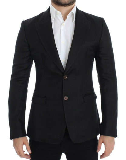 Blazer Dolce & Gabbana noir en soie coupe slim