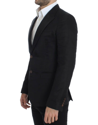Blazer Dolce & Gabbana noir en soie coupe slim