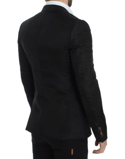 Blazer Dolce & Gabbana noir en soie coupe slim