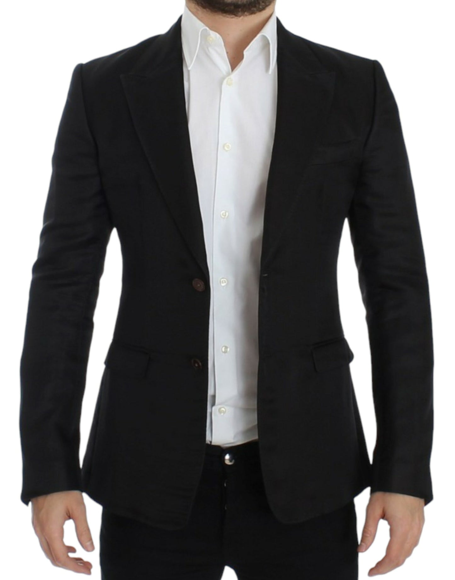 Blazer Dolce & Gabbana noir en soie coupe slim