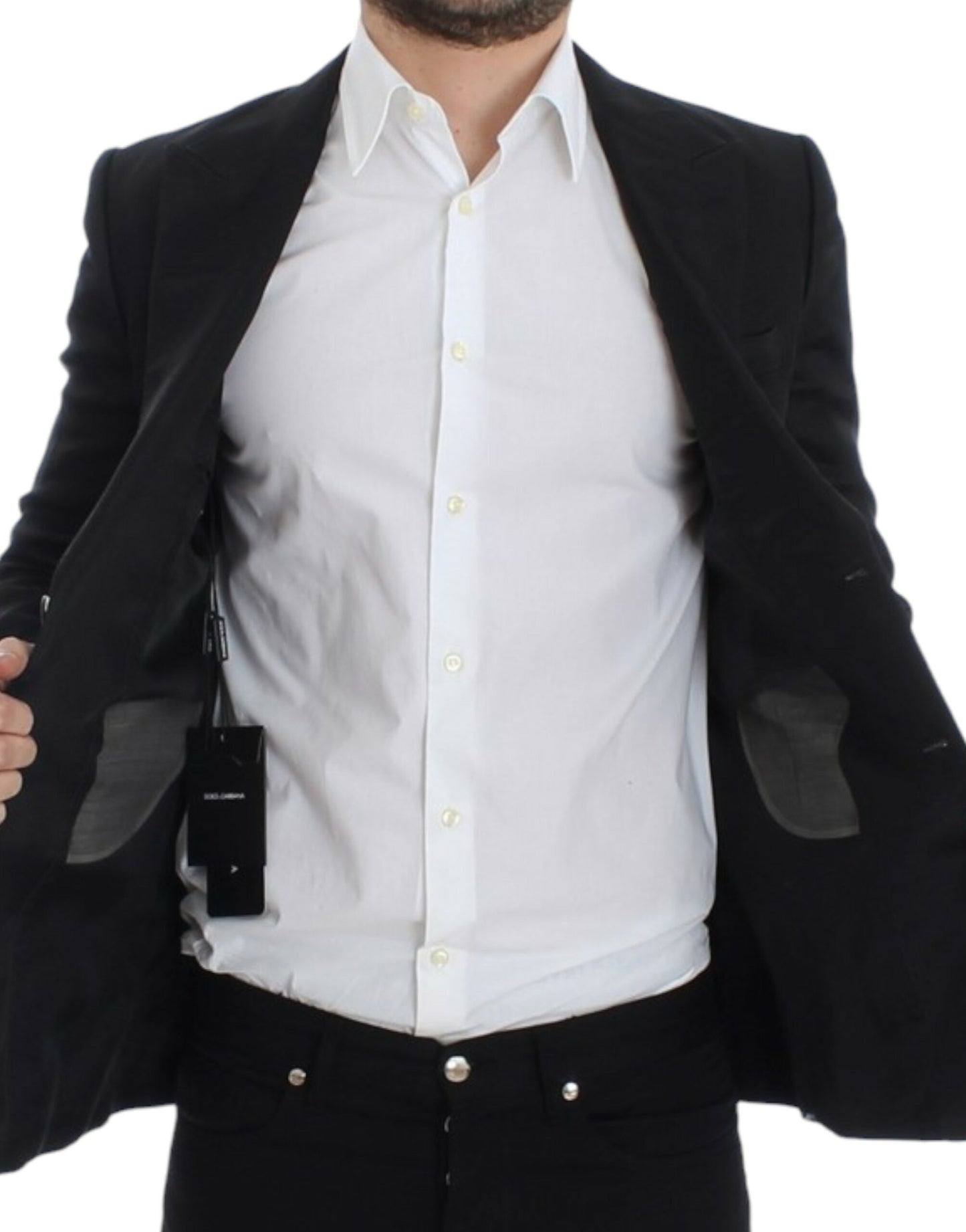 Blazer Dolce & Gabbana noir en soie coupe slim