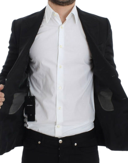 Blazer Dolce & Gabbana noir en soie coupe slim
