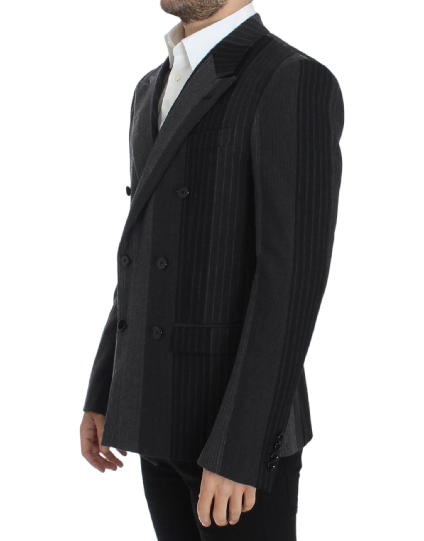 Blazer Dolce & Gabbana en laine stretch rayée grise